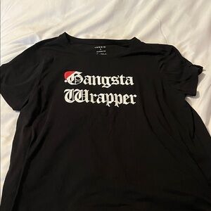 torrid Black Graphic Tee with White Gothic Text and Red Accent